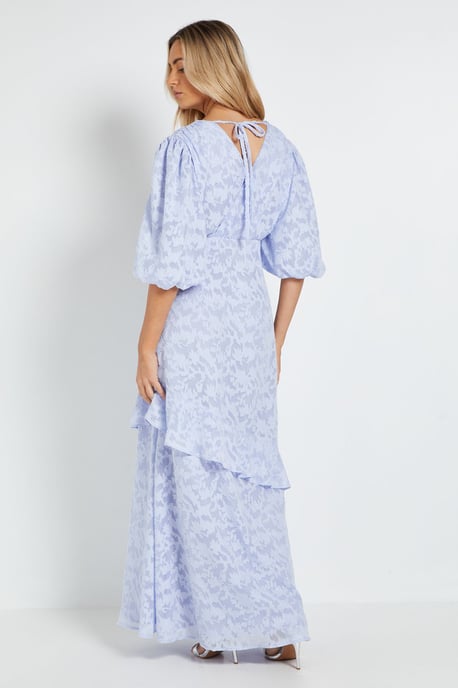 DP Luxe Wrap Front Puff Sleeve Ruffle Maxi Dress - Image 3