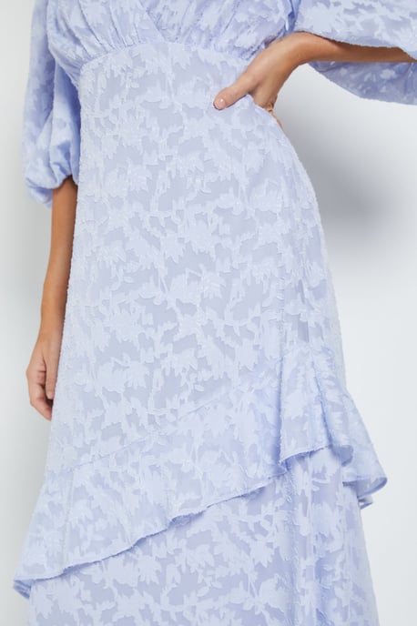 DP Luxe Wrap Front Puff Sleeve Ruffle Maxi Dress - Image 4