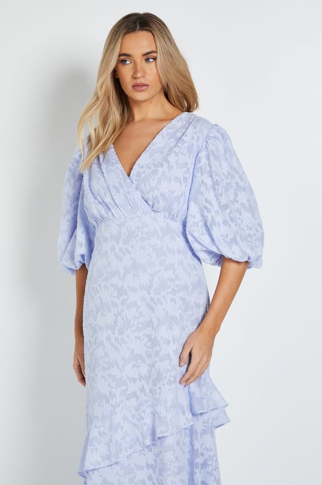 DP Luxe Wrap Front Puff Sleeve Ruffle Maxi Dress - Image 5