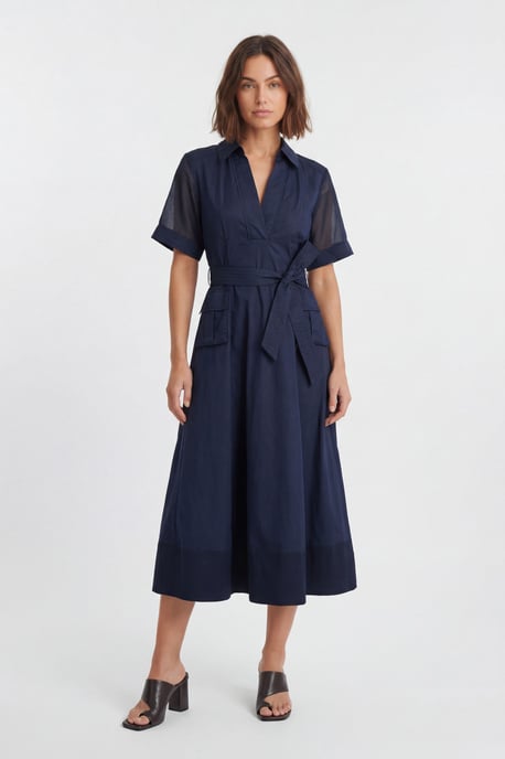 Utility Organdie Cotton Mix Woven Maxi Dress - Image 1