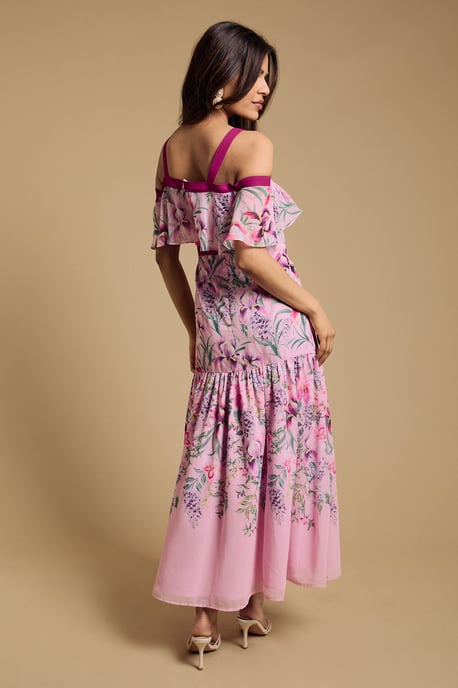 Petite Bow Detail Halter Neck Bardot Dress - Image 3