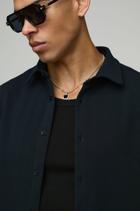 Short Sleeve Jersey Herringbone Shirt And Short Set - Image 3