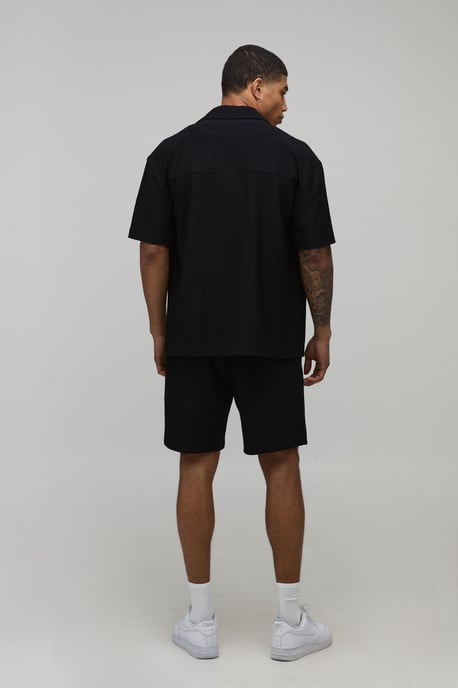 Oversized Shirt and Relaxed Mid Length Short Pleated Set - Image 2