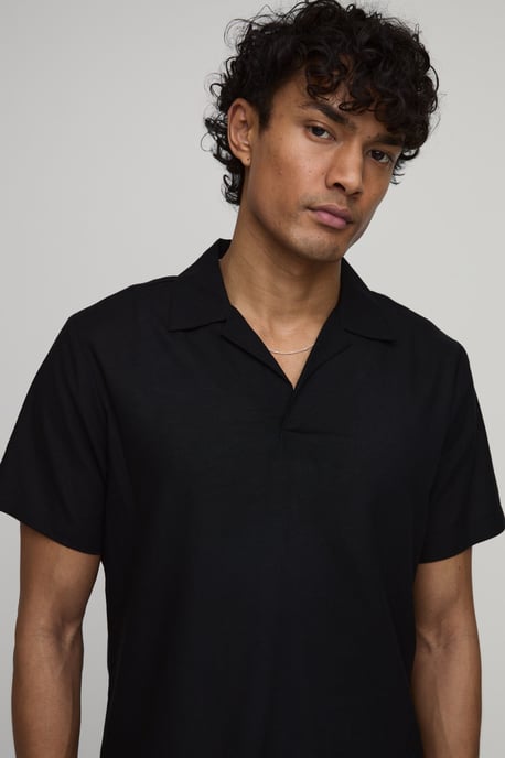 Linen Blend Slim Revere Polo - Image 2