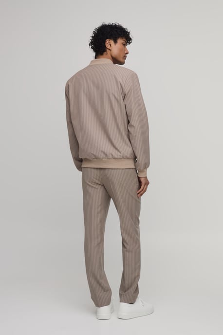 Tailored Regular Fit Stripe Bomber Co-Ord Jacket - Image 3
