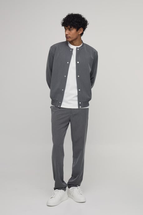Tailored Regular Fit Stripe Bomber Co-Ord Jacket - Image 4