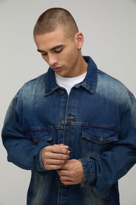 Boxy Oversized Washed Denim Jacket - Image 3