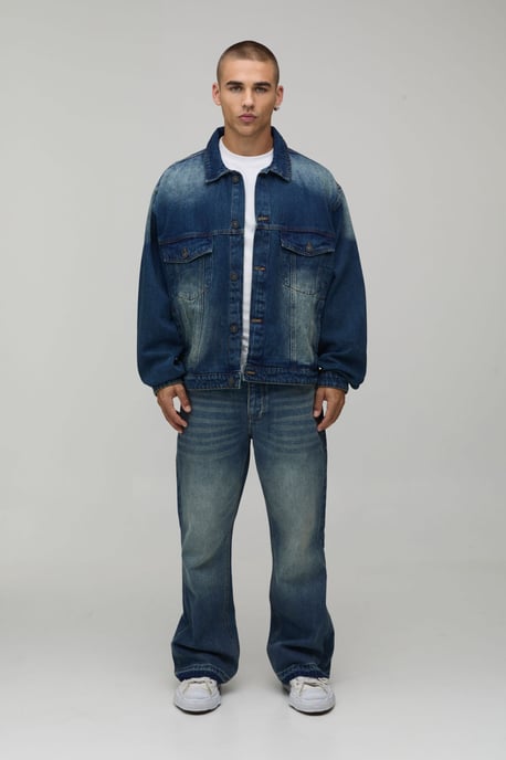 Boxy Oversized Washed Denim Jacket - Image 4