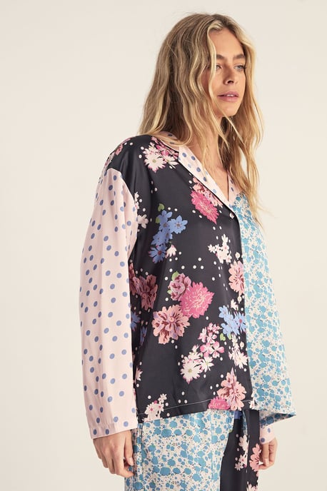 Floral Polka Dot Splice Pyjama Trouser Set - Image 3