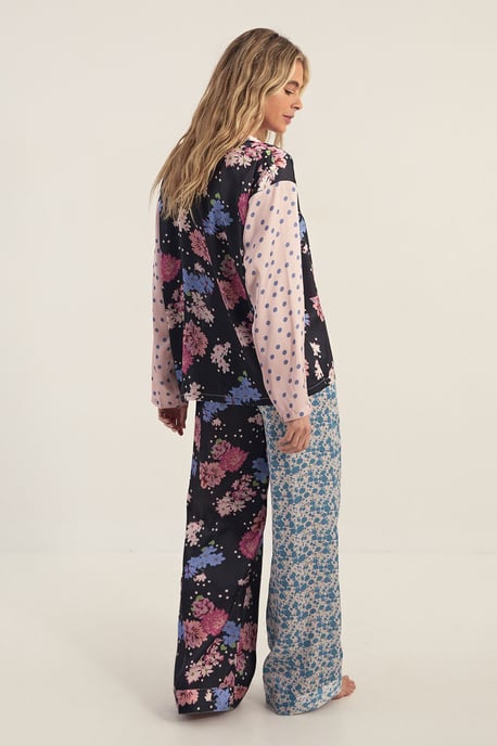 Floral Polka Dot Splice Pyjama Trouser Set - Image 4