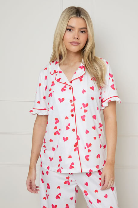 Red Hearts Short Sleeve Jersey Pyjama Set - Image 2