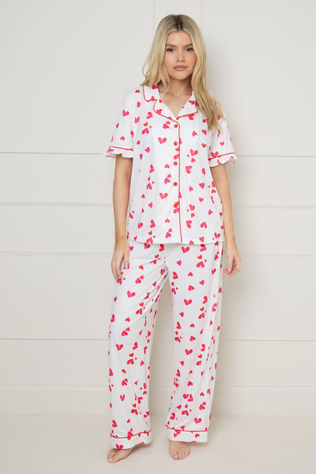 Red Hearts Short Sleeve Jersey Pyjama Set - Image 3