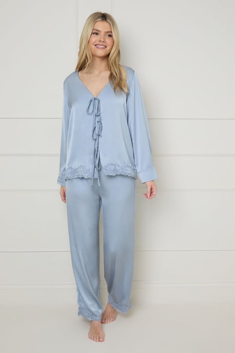 Satin Wide Fit Lace Trim Pyjama Set - Image 4