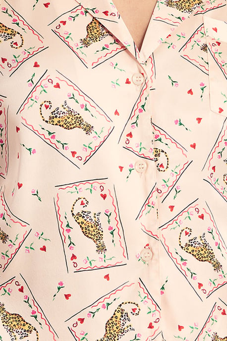 Card Print Ruffle Shirt And Shorts Pajama Set - Image 5