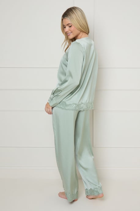 Satin Wide Fit Lace Trim Pyjama Set - Image 3