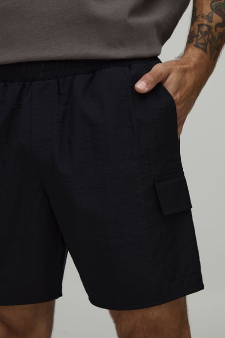 Slim Fit Elasticated Nylon Cargo Shorts - Image 3