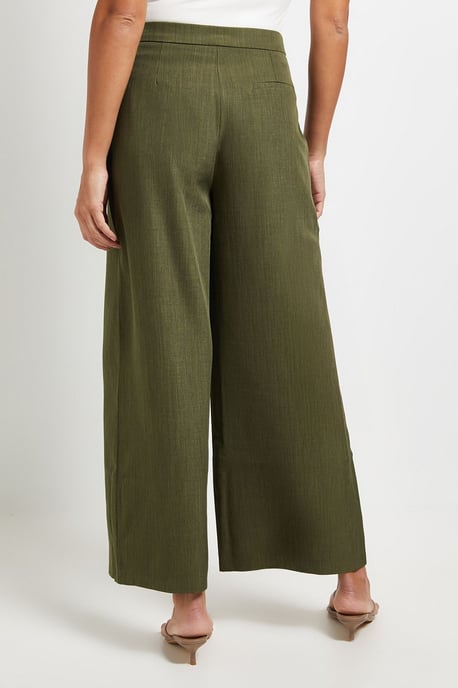 Textured Pleated Front Wide Leg Trouser - Image 3