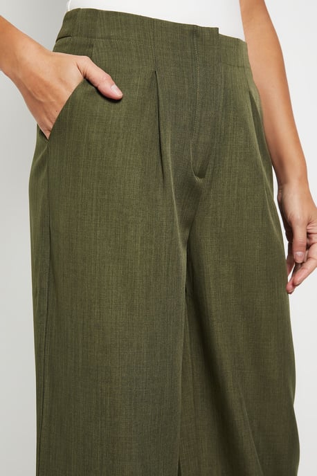 Textured Pleated Front Wide Leg Trouser - Image 4