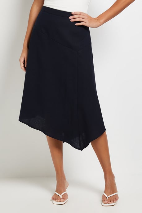 Linen Blend Dipped Hem Skirt - Image 2