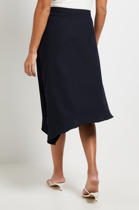Linen Blend Dipped Hem Skirt - Image 3