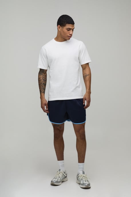 Racer Fit Tricot Piping Detail Short - Image 4