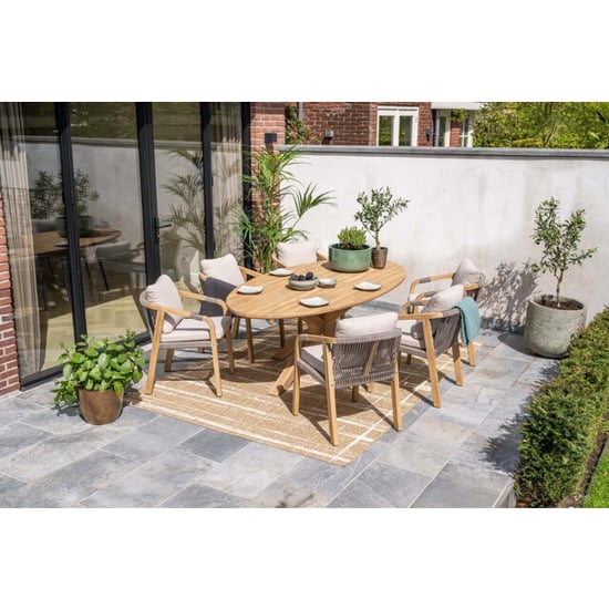 Garden Impressions Santos dining fauteuil acaciahout met white wash taupe sand - Image 4
