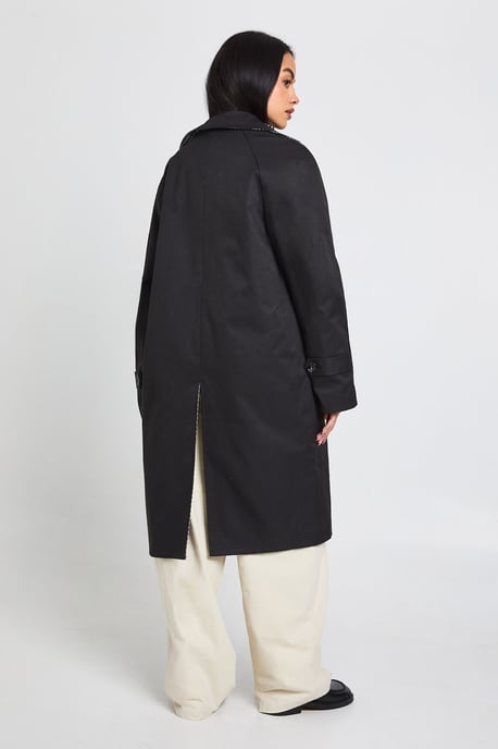 Checked Oversized Reversible Midi Trench Jacket - Image 2