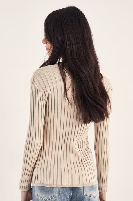 Knitted Ribbed Cardigan - Image 4