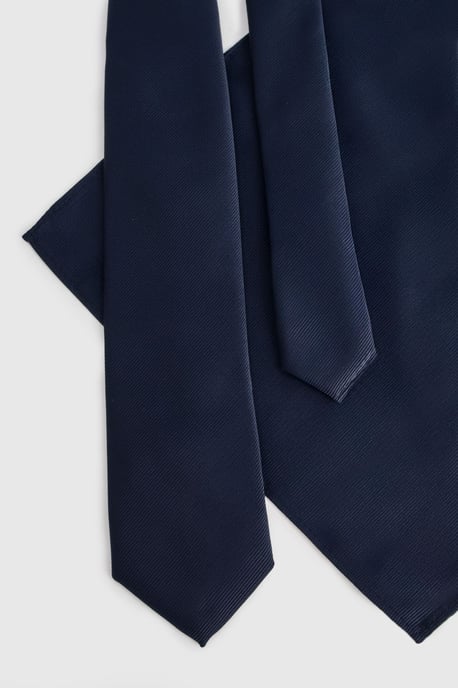 Dark Navy Tie and Pocket Square - Image 2