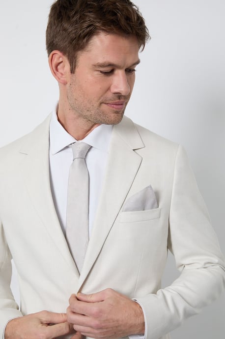 Ivory Paisley Printed Tie and Pocket Square - Image 2