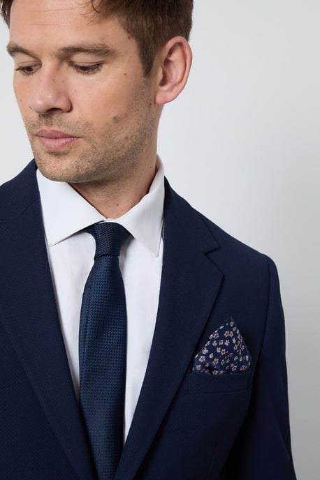 Navy Tie and Ditsy Pocket Square - Image 2