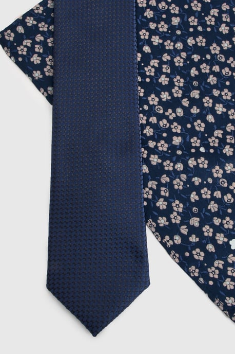 Navy Tie and Ditsy Pocket Square - Image 3