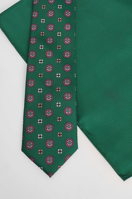 Green Foulard Tie and Pocket Square - Image 2