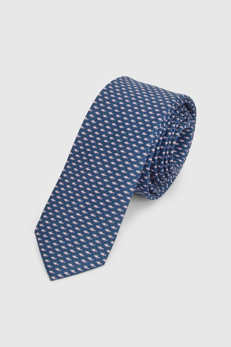 Navy Fish Pattern Tie - Image 1
