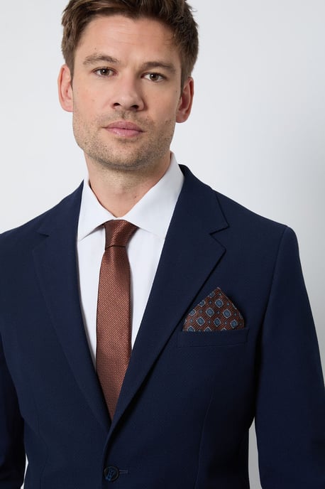 Mocha Patterned Tie and Foulard Pocket Square - Image 2