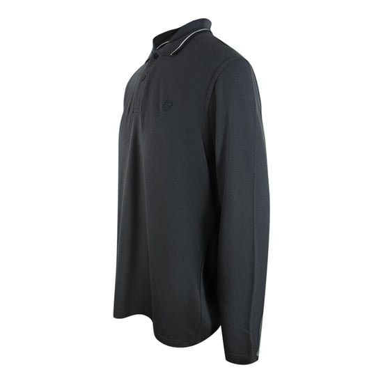 Fred Perry Witte Polo Met Dubbele Kraag En Lange Mouwen In Antracietgrijs - Image 3
