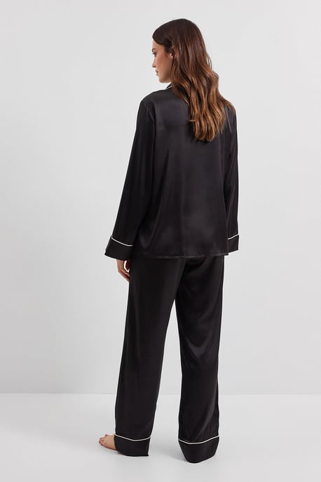 Satin Tipped Edge Long Sleeve Nightwear Set - Image 4