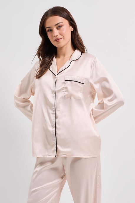 Satin Tipped Edge Long Sleeve Nightwear Set - Image 3