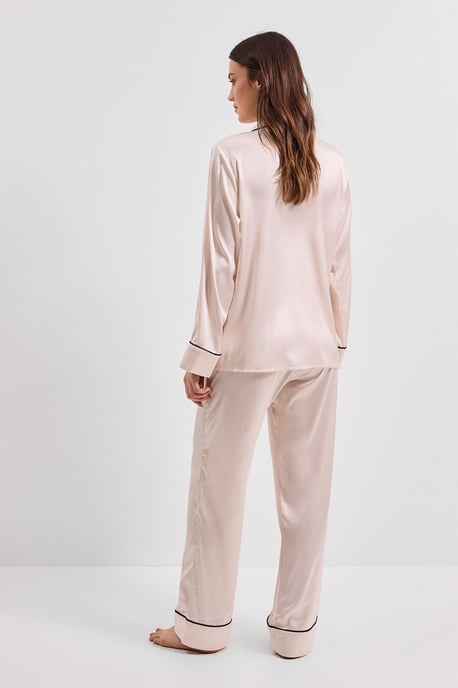 Satin Tipped Edge Long Sleeve Nightwear Set - Image 4