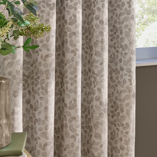 Wylder Grace Leaf Jacquard Fully Lined Pencil Pleat Curtain Pair, Natural - Image 3