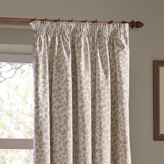 Wylder Grace Leaf Jacquard Fully Lined Pencil Pleat Curtain Pair, Natural - Image 4