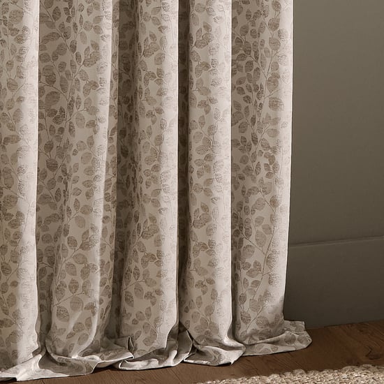 Wylder Grace Leaf Jacquard Fully Lined Pencil Pleat Curtain Pair, Natural - Image 5