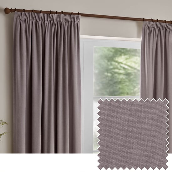 Yard Heavy Chenille Room Darkening Pencil Pleat Curtains, Mauve - Image 1