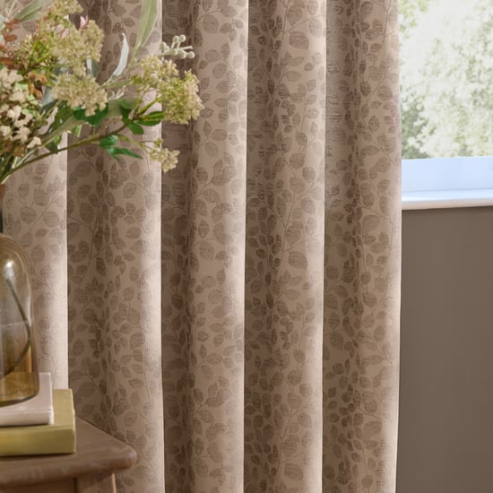 Wylder Grace Leaf Jacquard Fully Lined Pencil Pleat Curtain Pair, Taupe - Image 3