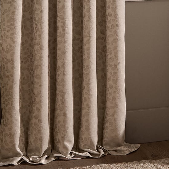 Wylder Grace Leaf Jacquard Fully Lined Pencil Pleat Curtain Pair, Taupe - Image 5