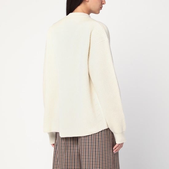 Witte Geribde Crewneck Trui - Image 2
