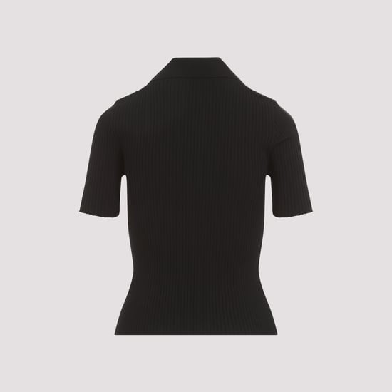 Svart viskosblandning polo t-shirt - Image 2