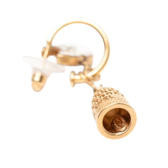 Tweedehands Vergulde Emaille Cc Bell Drop Push Back Oorbellen - Image 3