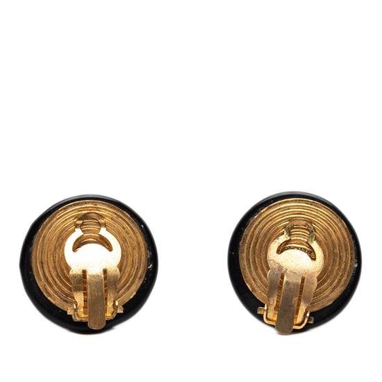 Tweedehands Cc Hars en Goudplated Button Clip-On Oorbellen - Image 2