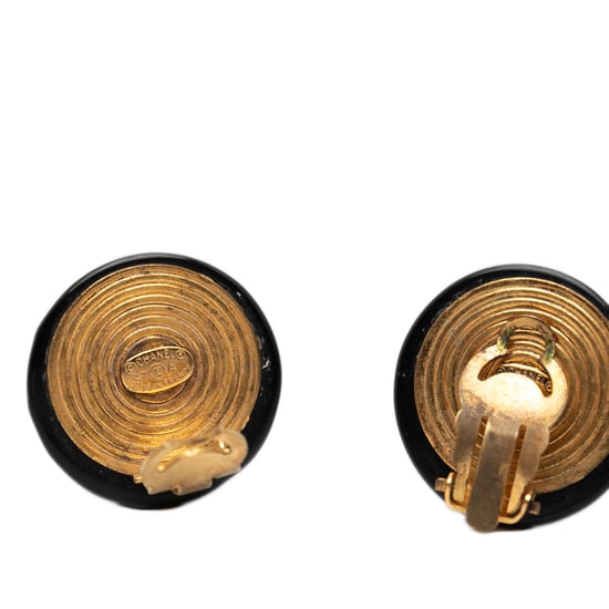 Tweedehands Cc Hars en Goudplated Button Clip-On Oorbellen - Image 3